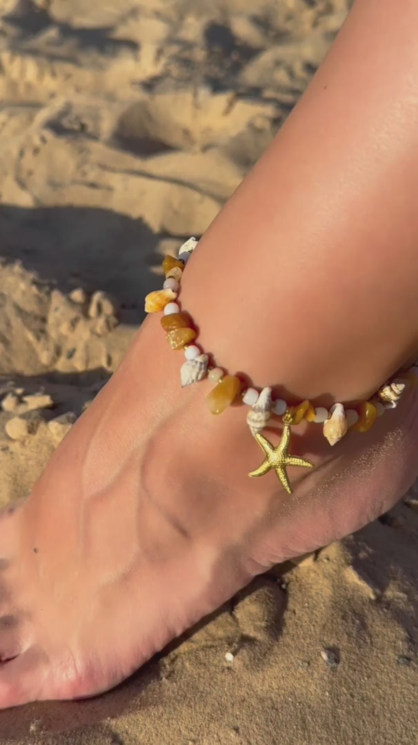 Ankle Bracelet - Orange Wave